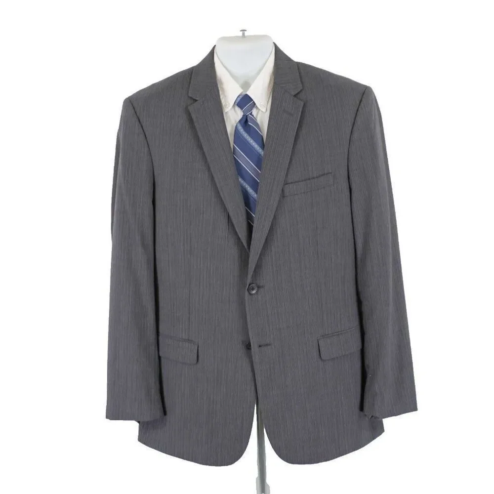 Joseph Jos A Bank Wool Gray Striped 2 Piece Suit 40R / Slim 42R 38/30 Flat Front